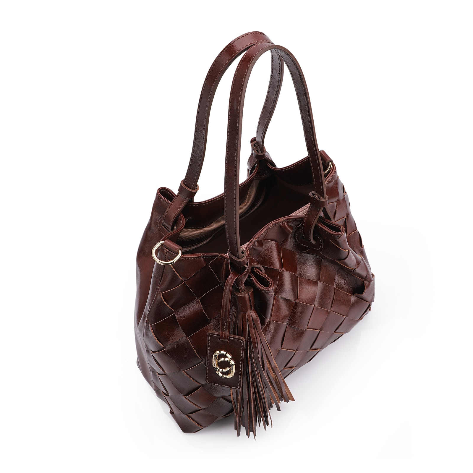 Bolsa Tote Tressê Couro Marrom