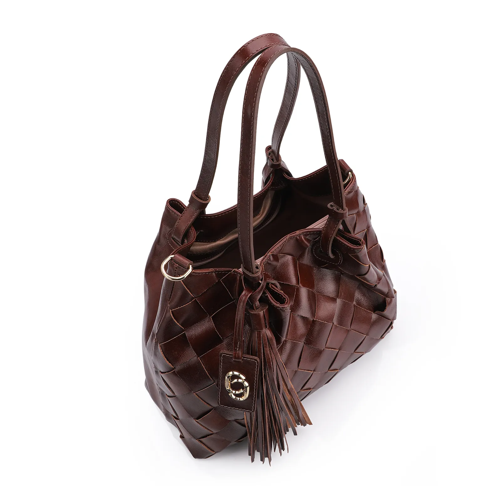 Bolsa Tote Tressê Couro Marrom