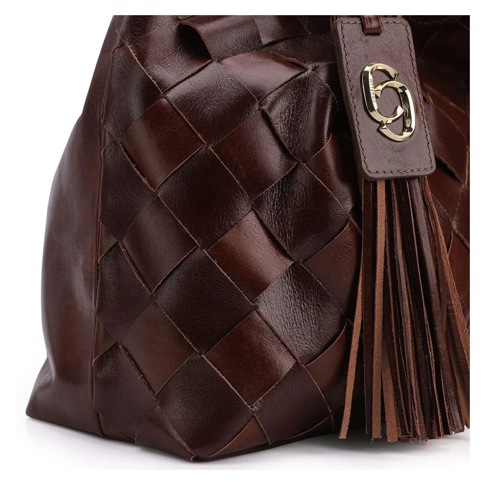 Bolsa Tote Tressê Couro Marrom