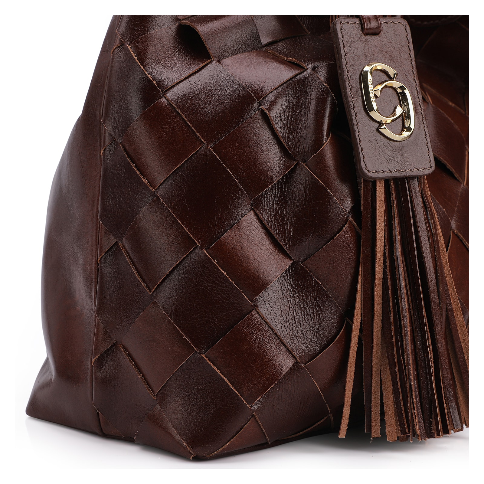 Bolsa Tote Tressê Couro Marrom