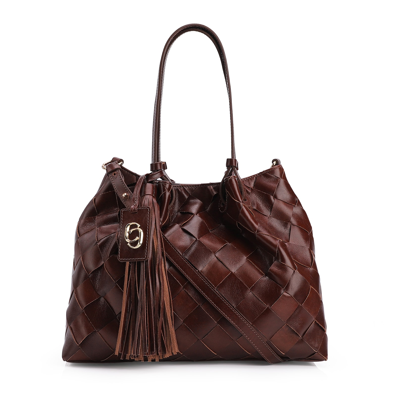 Bolsa Tote Tressê Couro Marrom