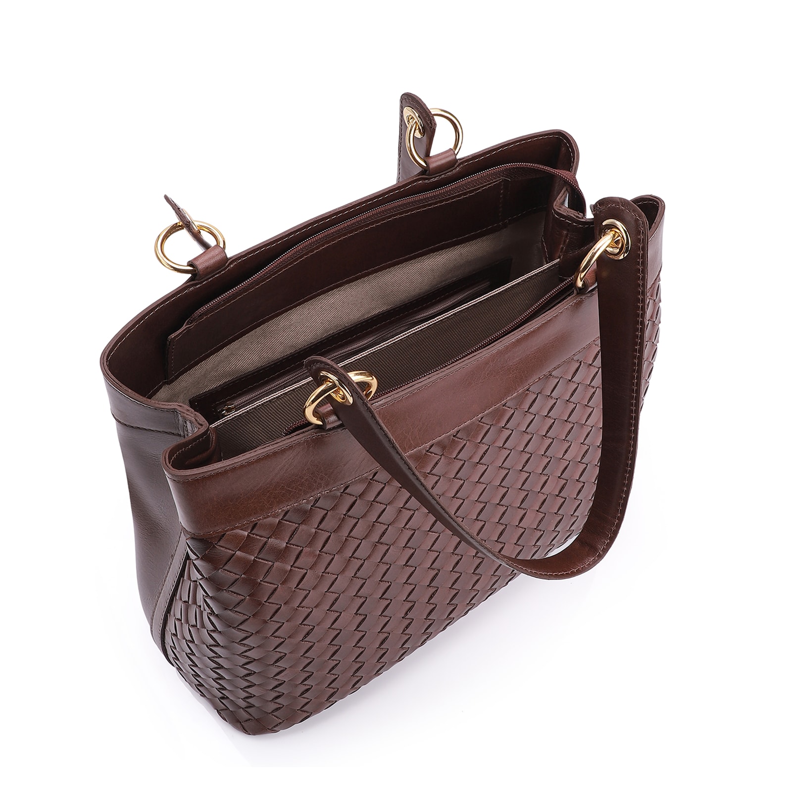 Bolsa Tote Tressê Couro Marrom