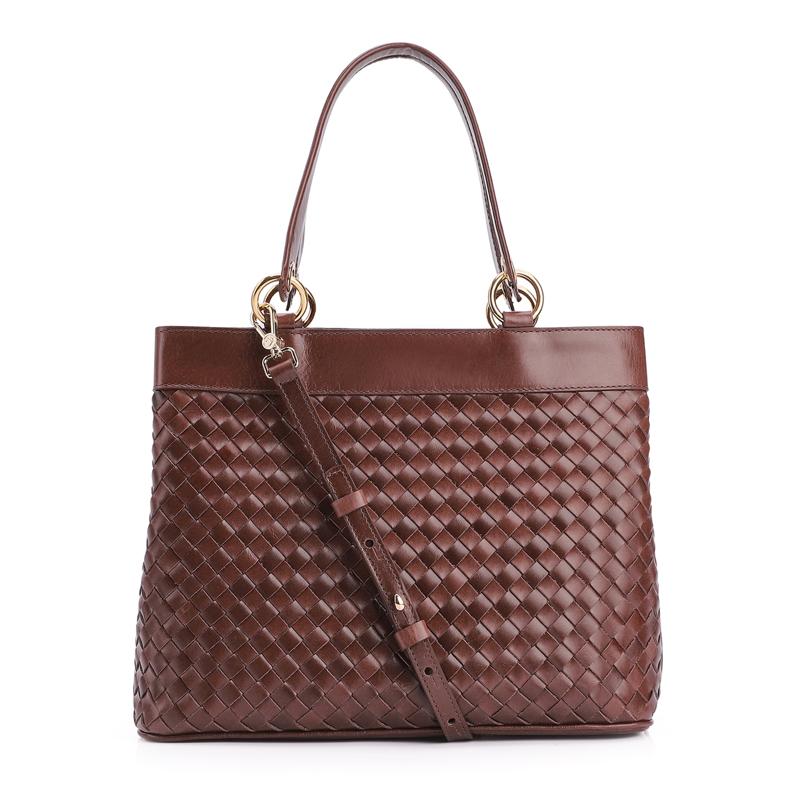 Bolsa Tote Tressê Couro Marrom