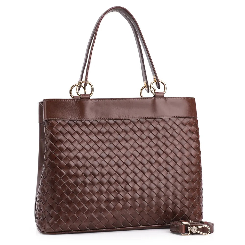 Bolsa Tote Tressê Couro Marrom - imagem 2