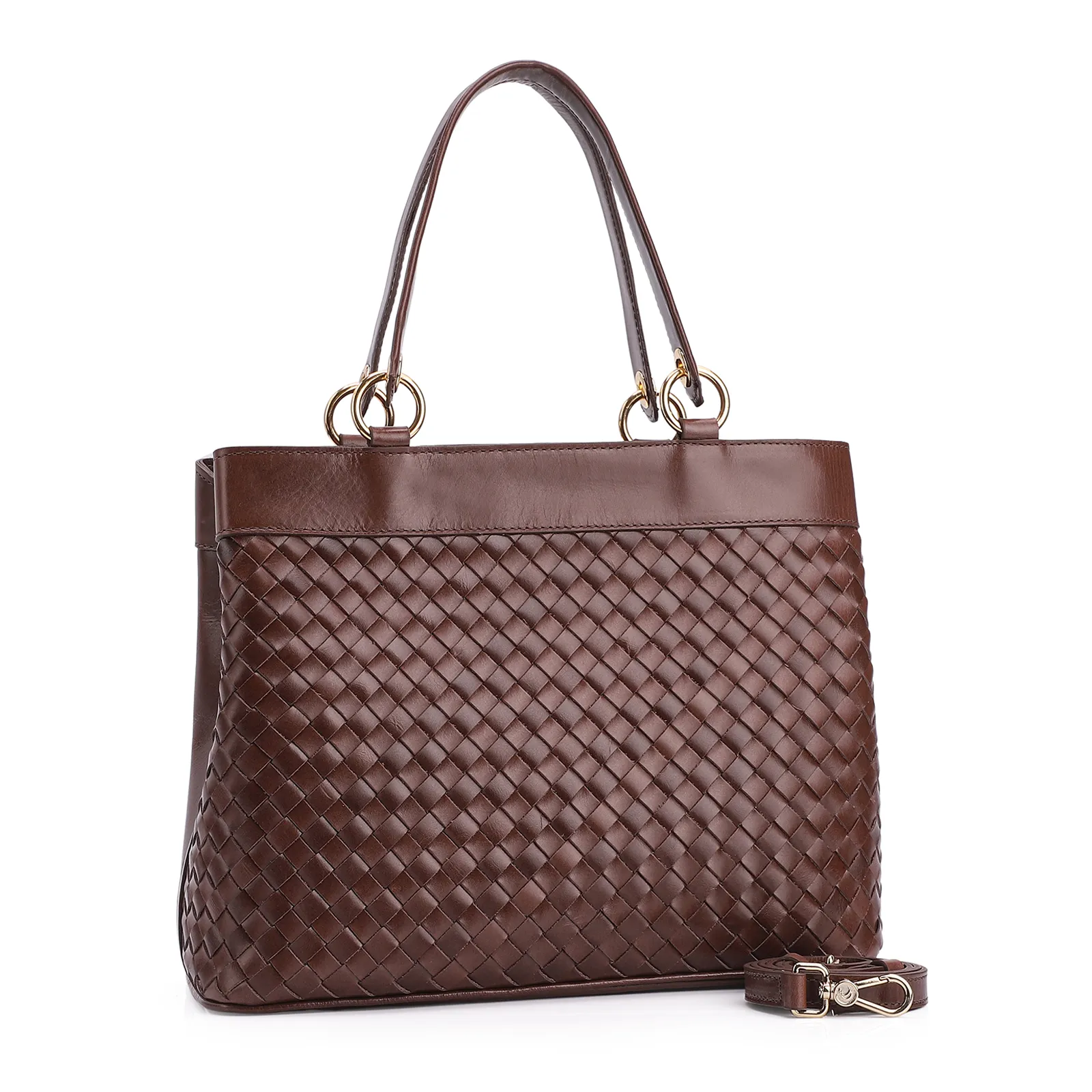 Bolsa Tote Tressê Couro Marrom