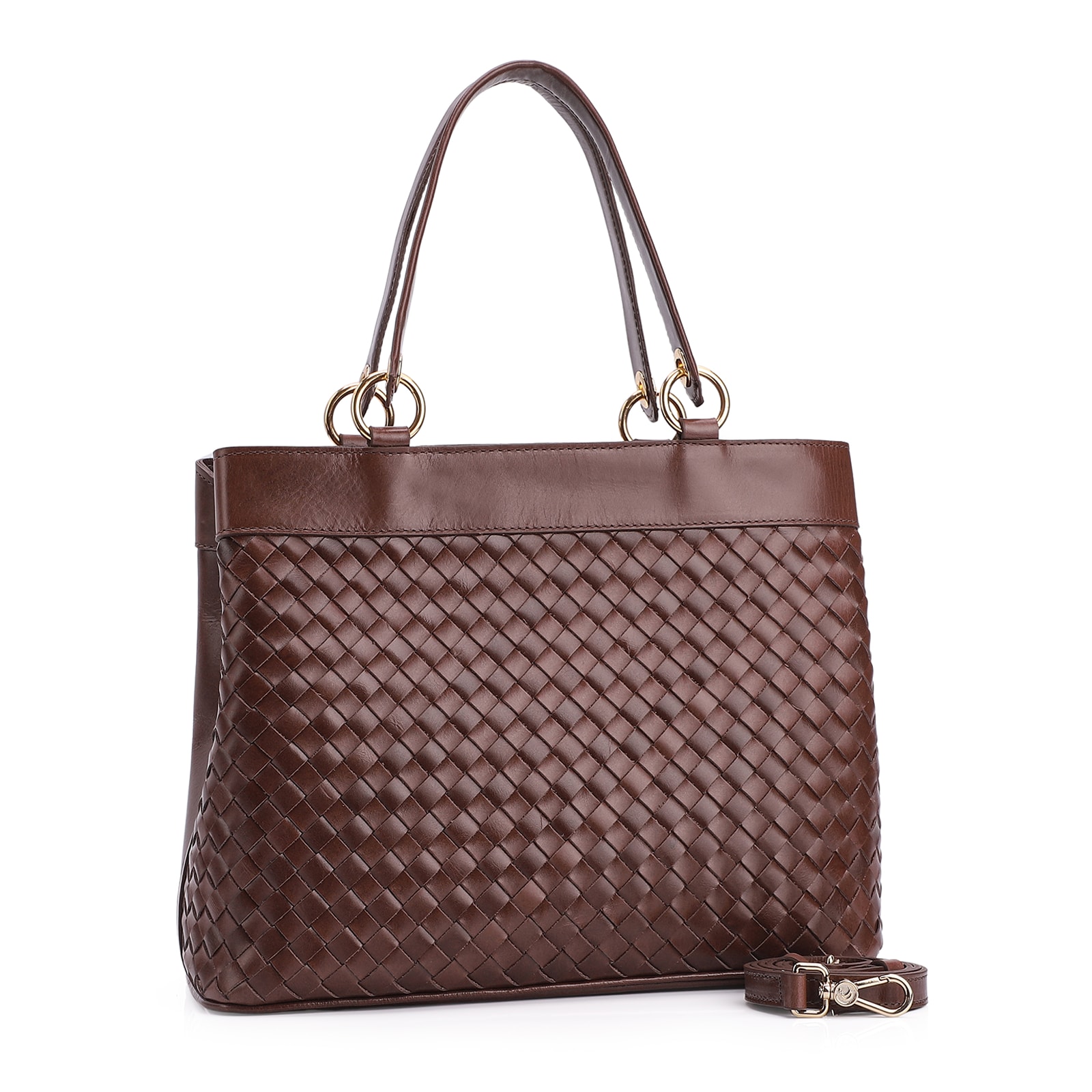 Bolsa Tote Tressê Couro Marrom