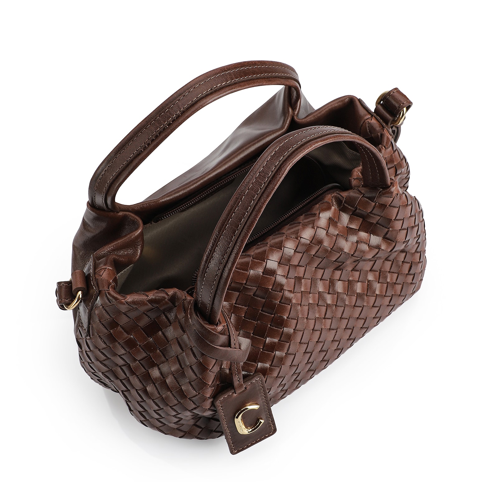 Bolsa Tote Tressê Couro Marrom