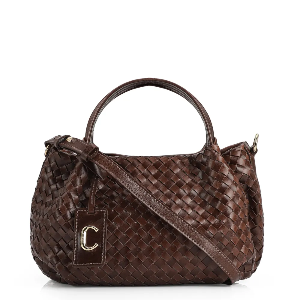 Bolsa Tote Tressê Couro Marrom
