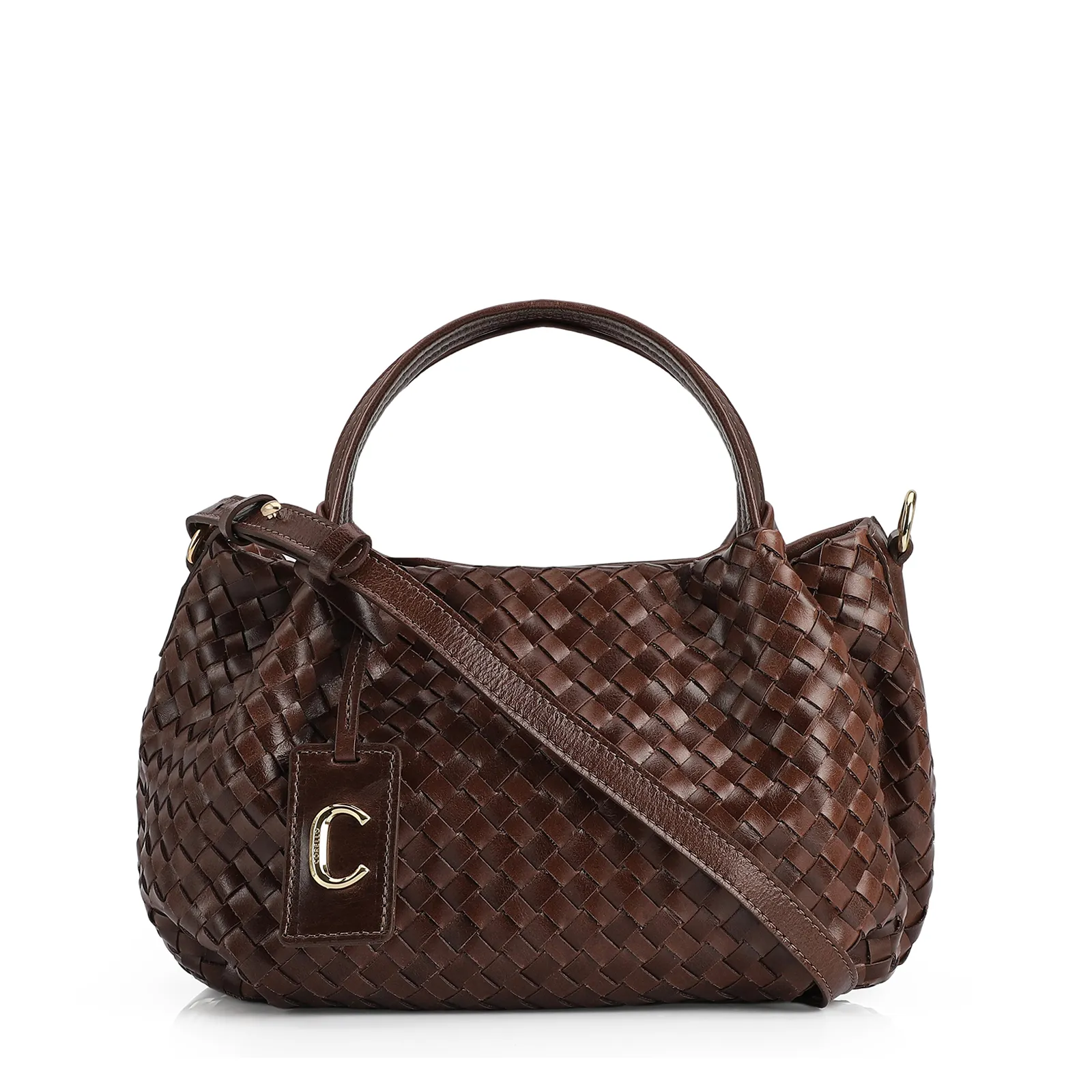 Bolsa Tote Tressê Couro Marrom