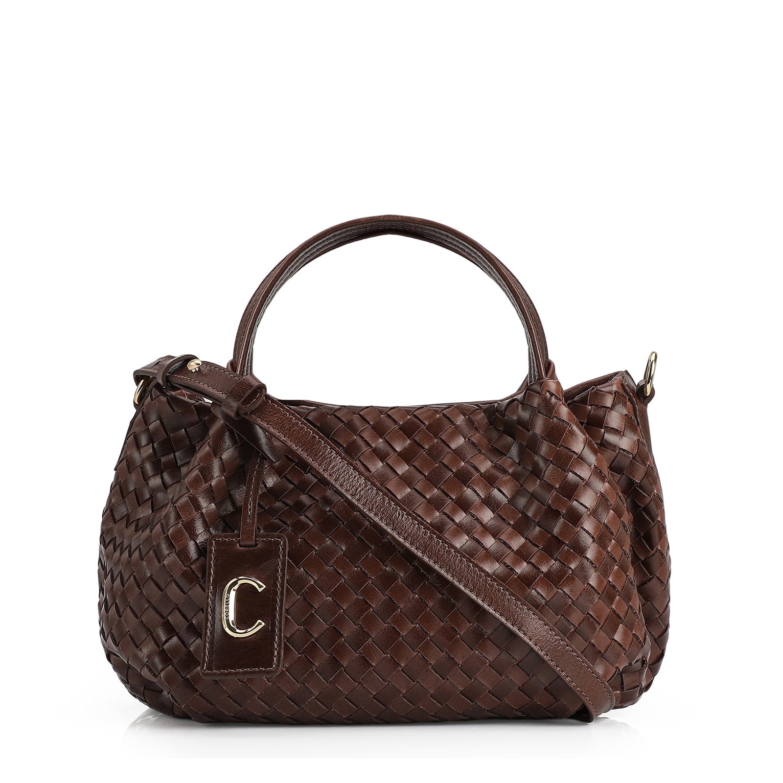 Bolsa Tote Tressê Couro Marrom