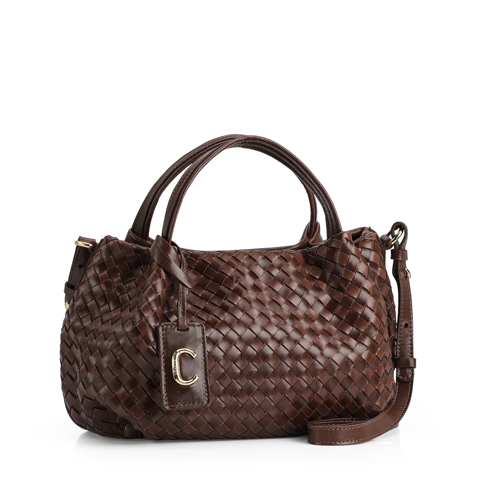 Bolsa Tote Tressê Couro Marrom