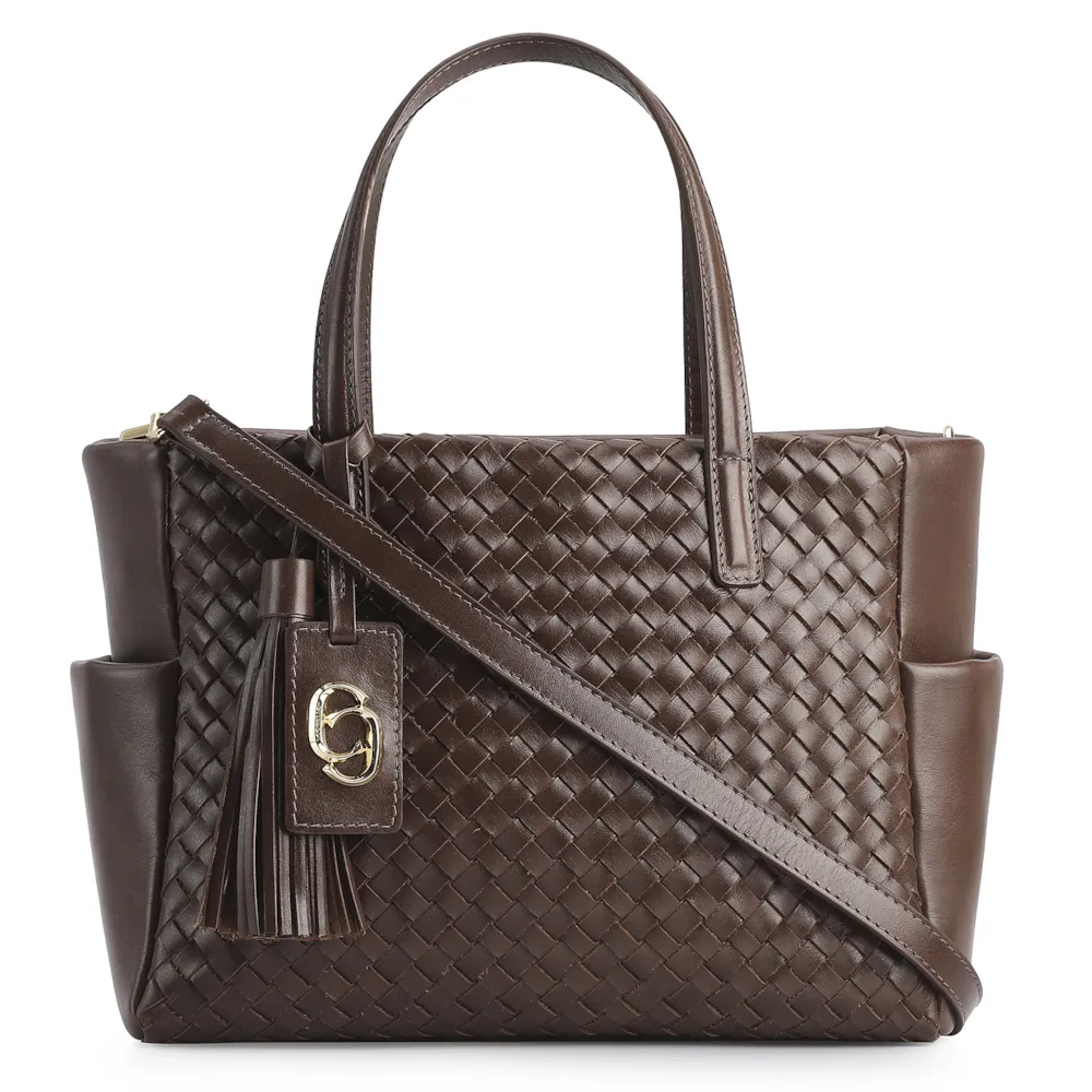 Bolsa Tote Tressê Couro Marrom