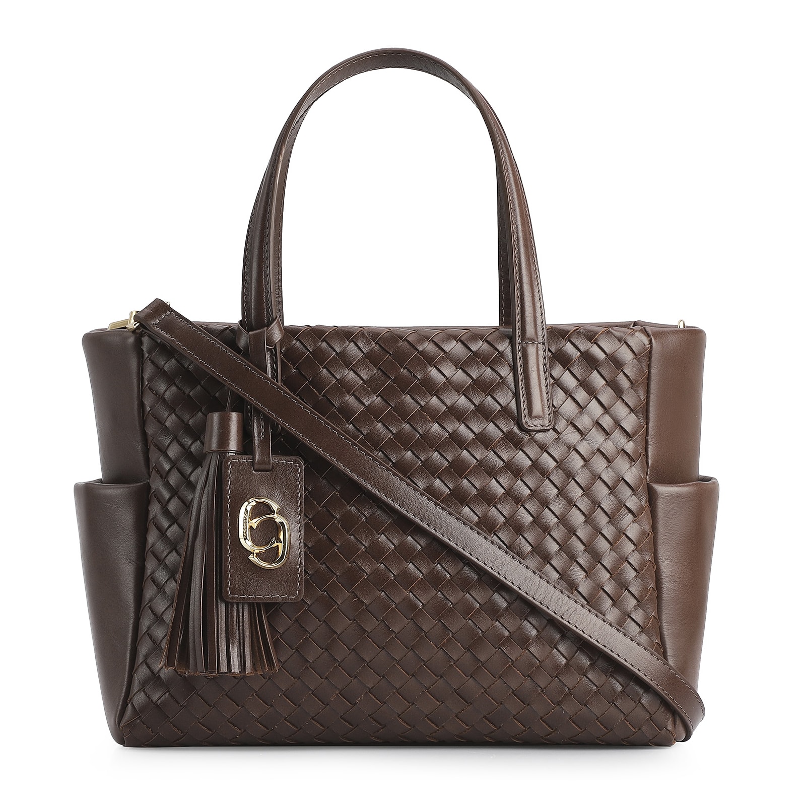 Bolsa Tote Tressê Couro Marrom