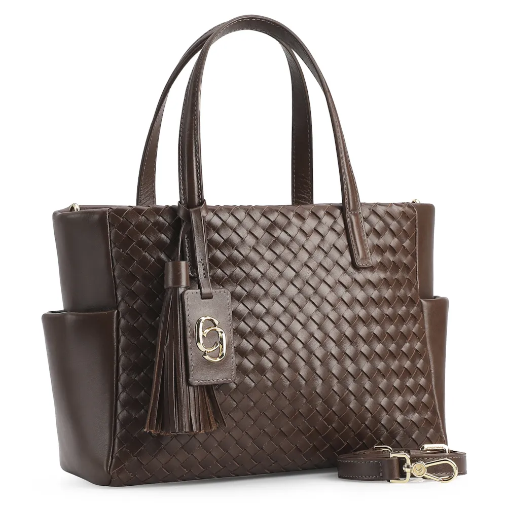 Bolsa Tote Tressê Couro Marrom - imagem 3