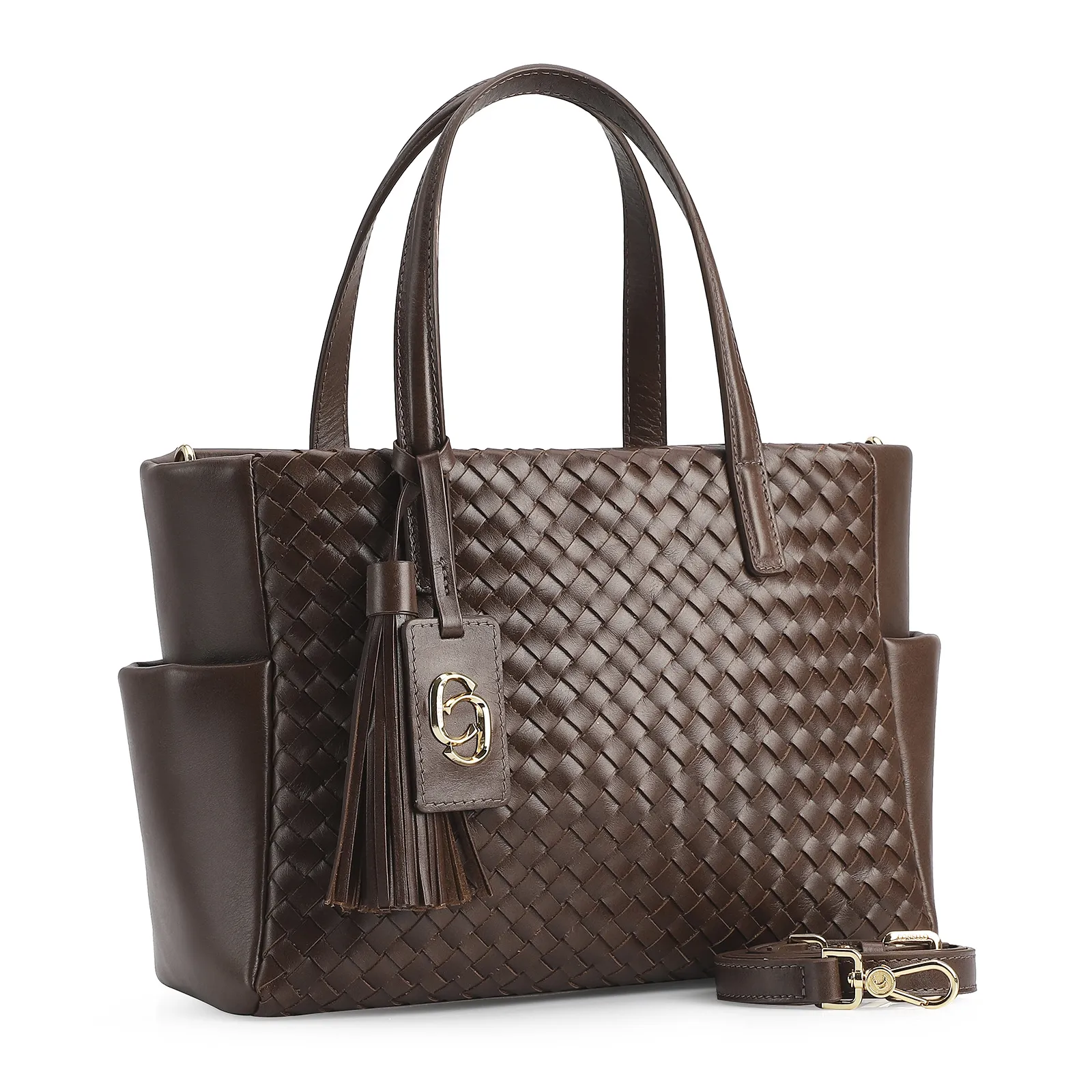 Bolsa Tote Tressê Couro Marrom