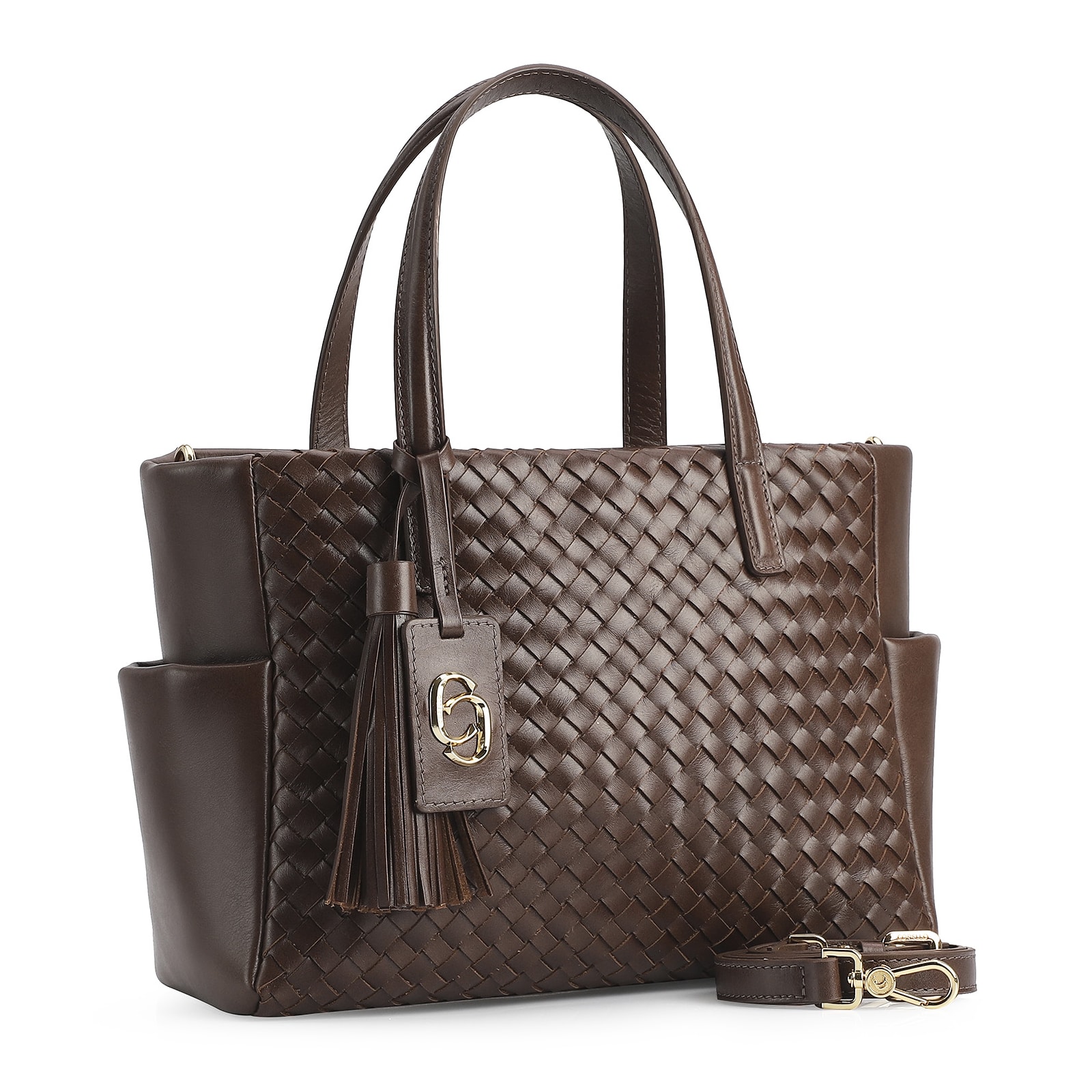 Bolsa Tote Tressê Couro Marrom