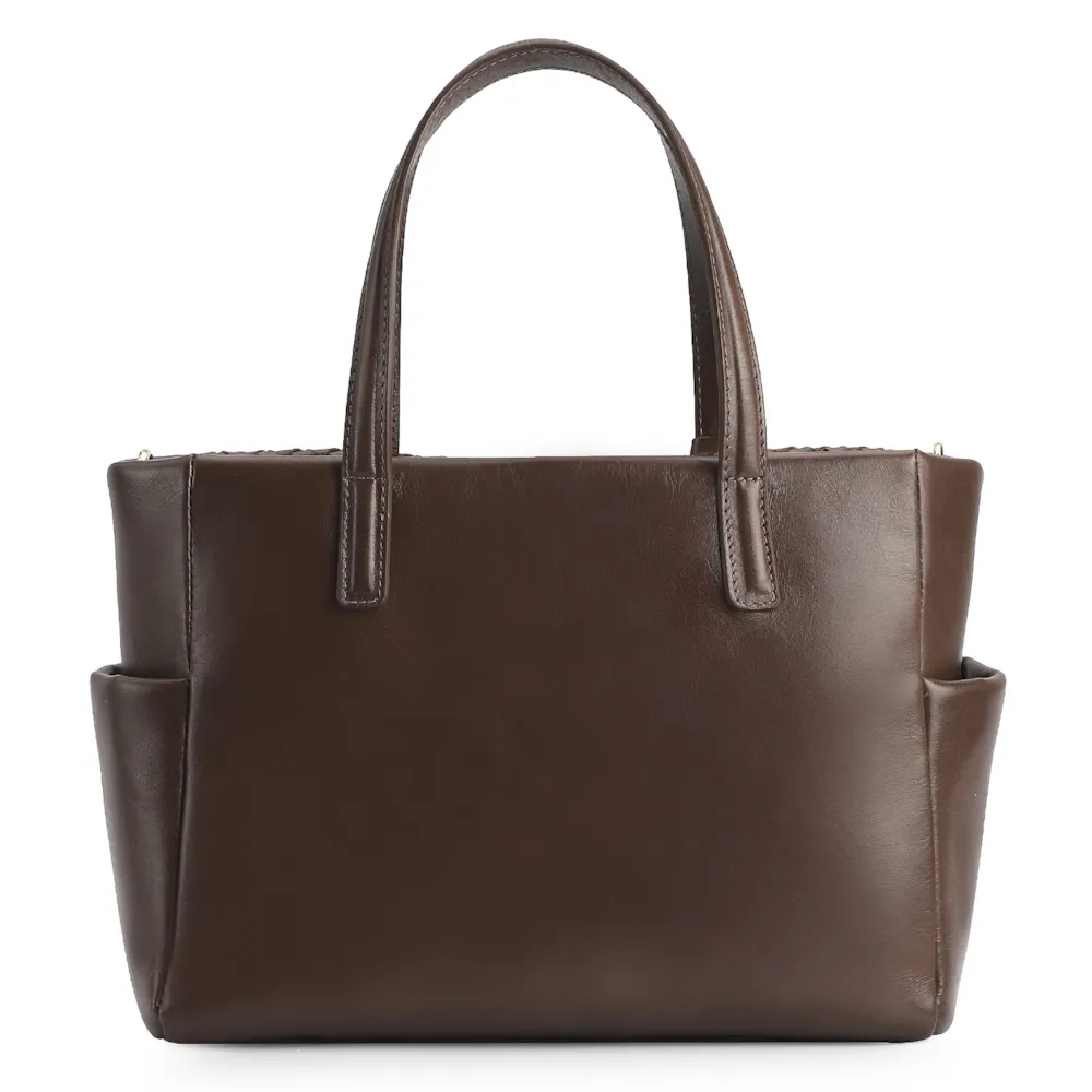 Bolsa Tote Tressê Couro Marrom - imagem 4