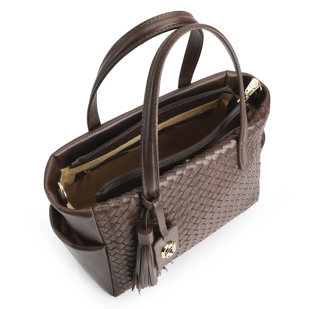 Bolsa Tote Tressê Couro Marrom - imagem 5