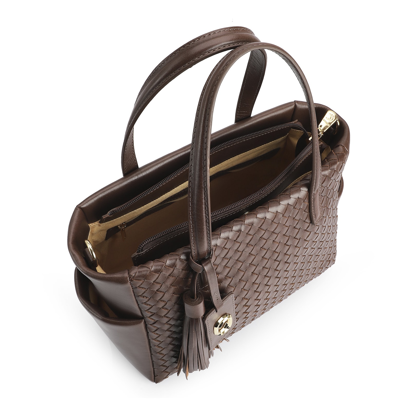 Bolsa Tote Tressê Couro Marrom