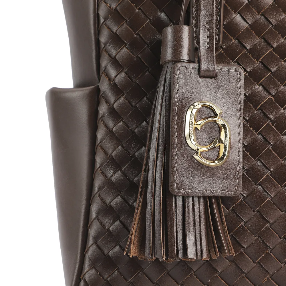 Bolsa Tote Tressê Couro Marrom - imagem 6