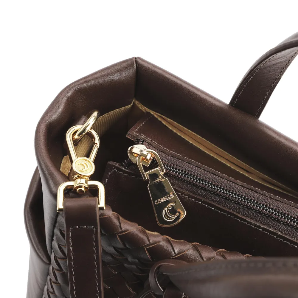 Bolsa Tote Tressê Couro Marrom - imagem 7