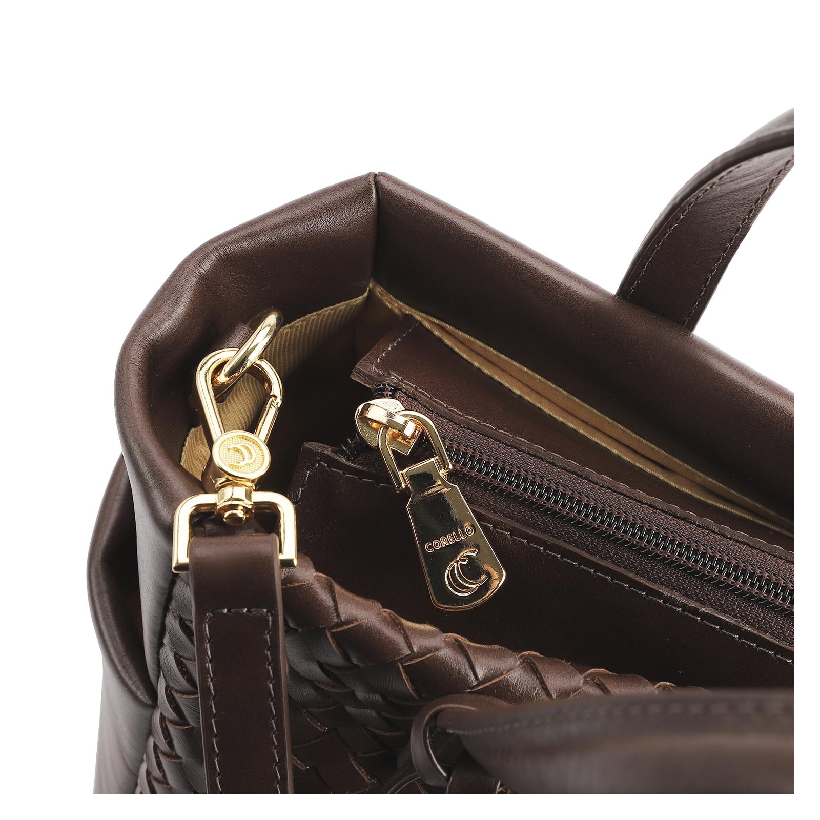 Bolsa Tote Tressê Couro Marrom
