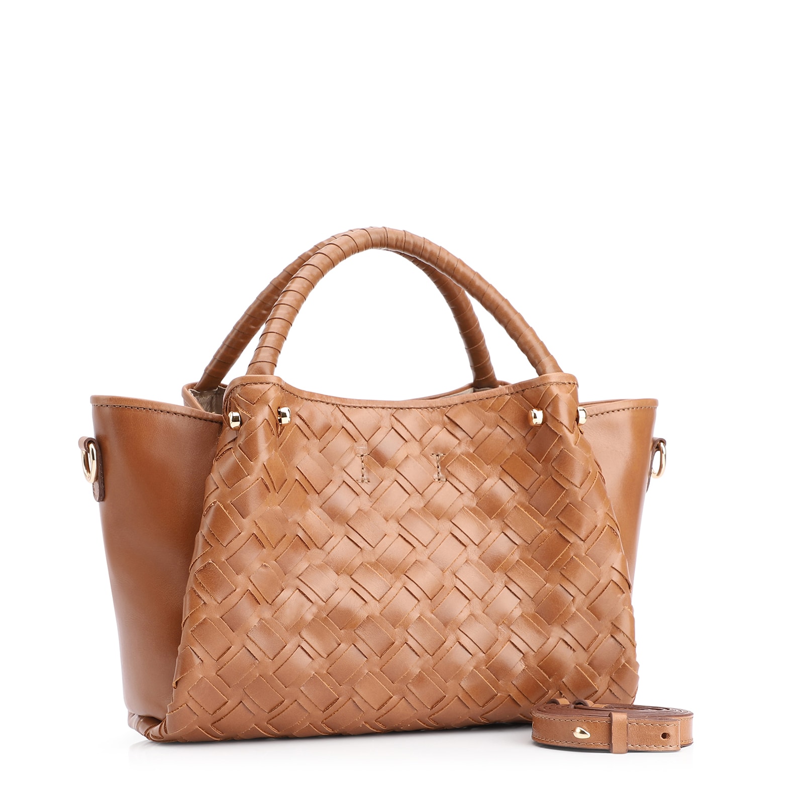 Bolsa Tote Tressê Couro Marrom