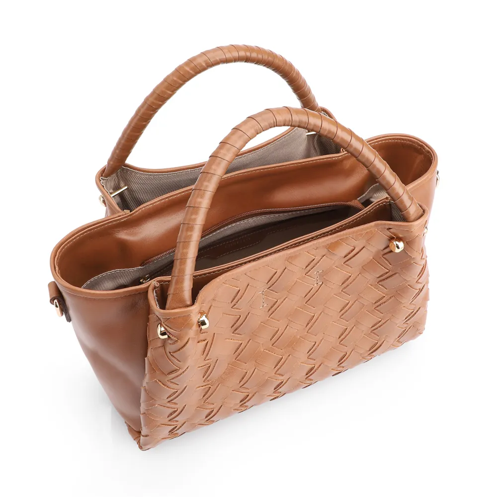 Bolsa Tote Tressê Couro Marrom - imagem 5