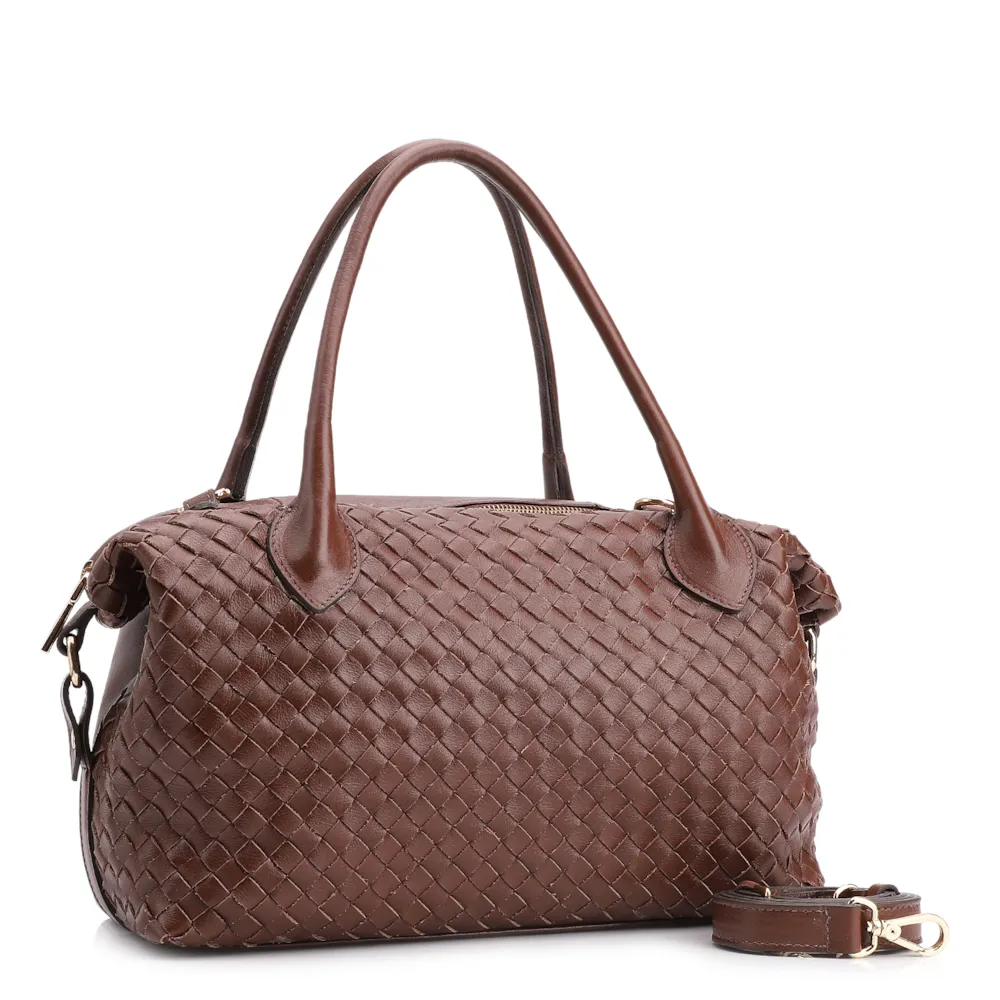 Bolsa Tote Tressê Couro Marrom - imagem 3