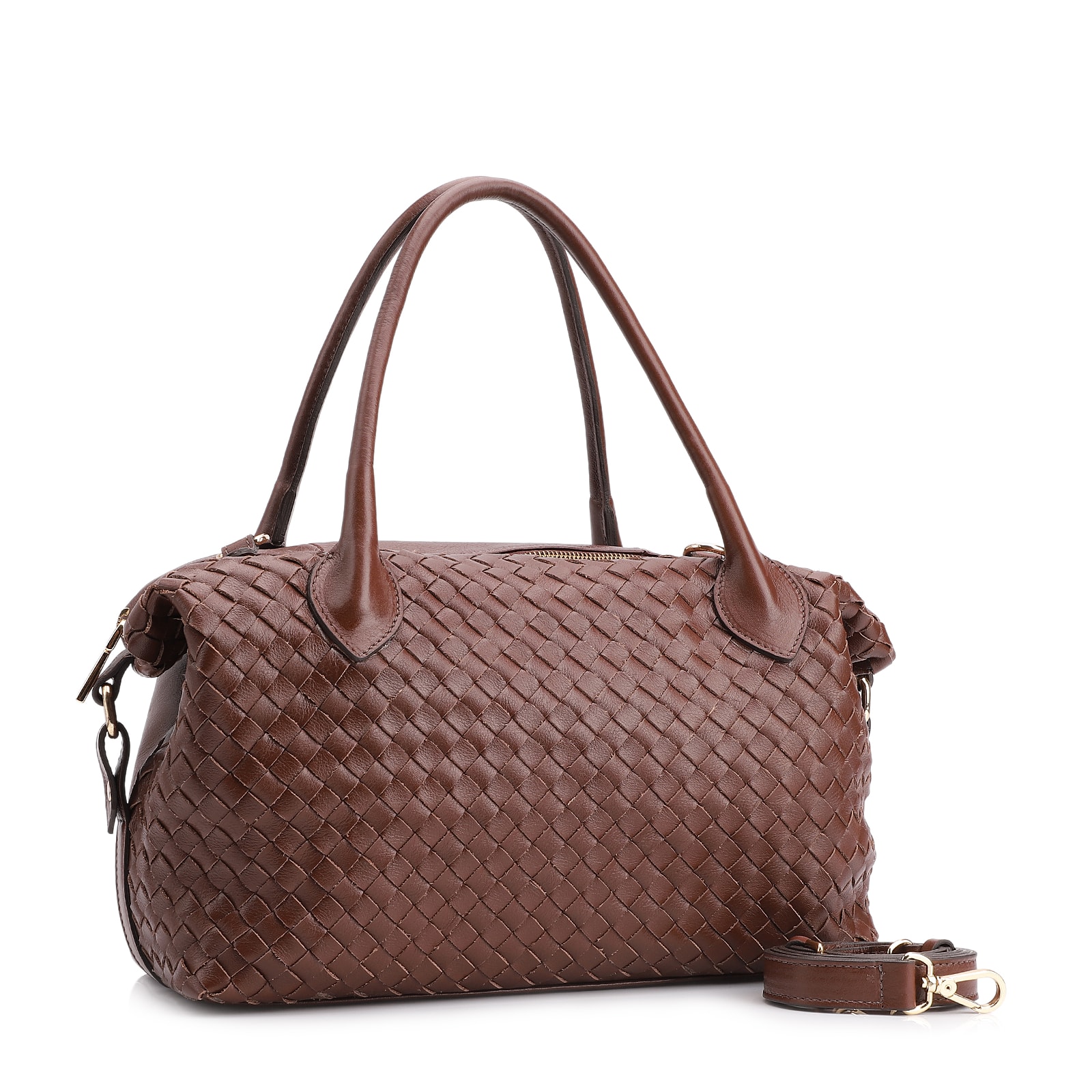 Bolsa Tote Tressê Couro Marrom