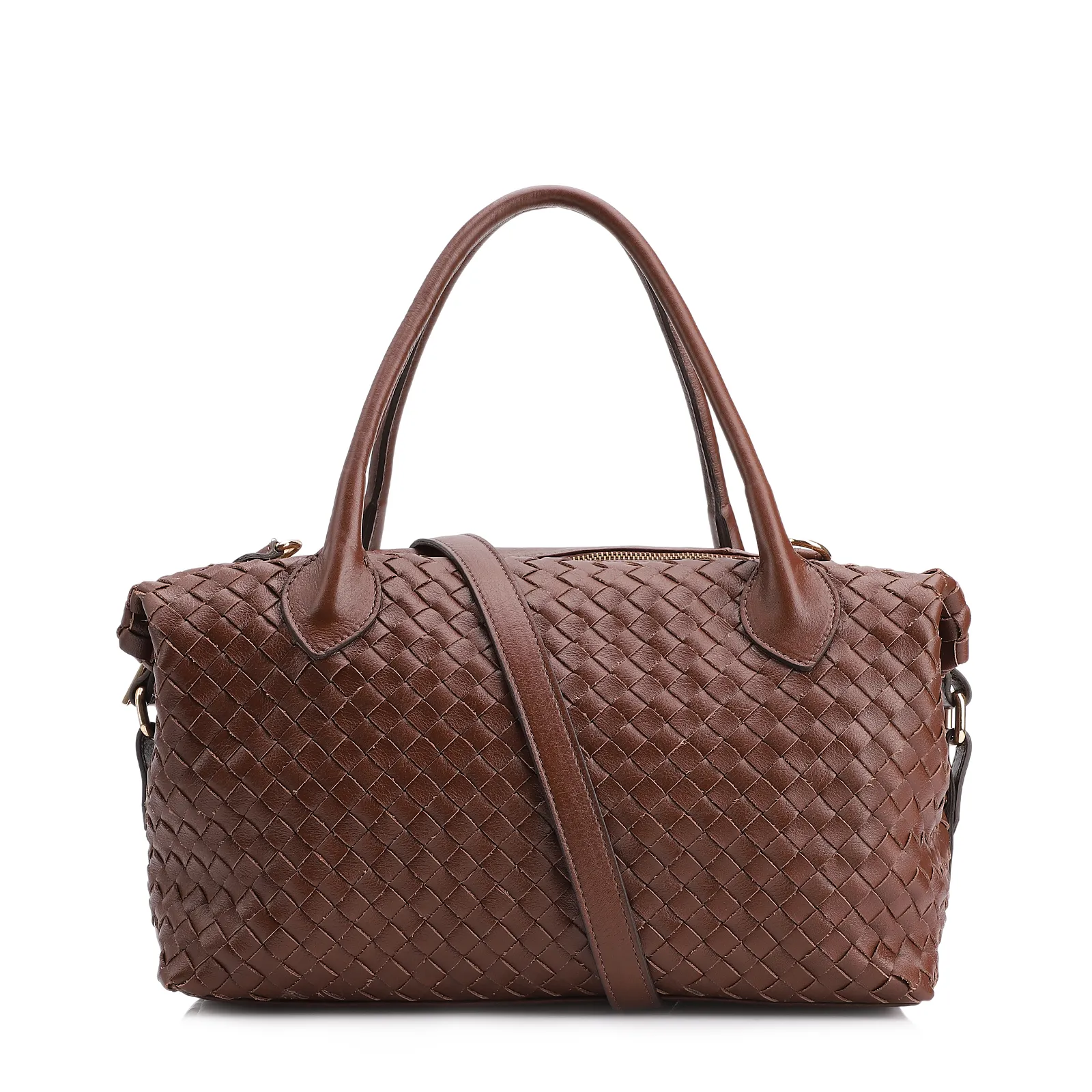 Bolsa Tote Tressê Couro Marrom