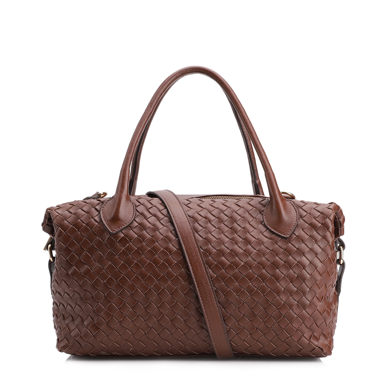 Bolsa Tote Tressê Couro Marrom