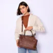 Bolsa Tote Tressê Couro Marrom - imagem 2