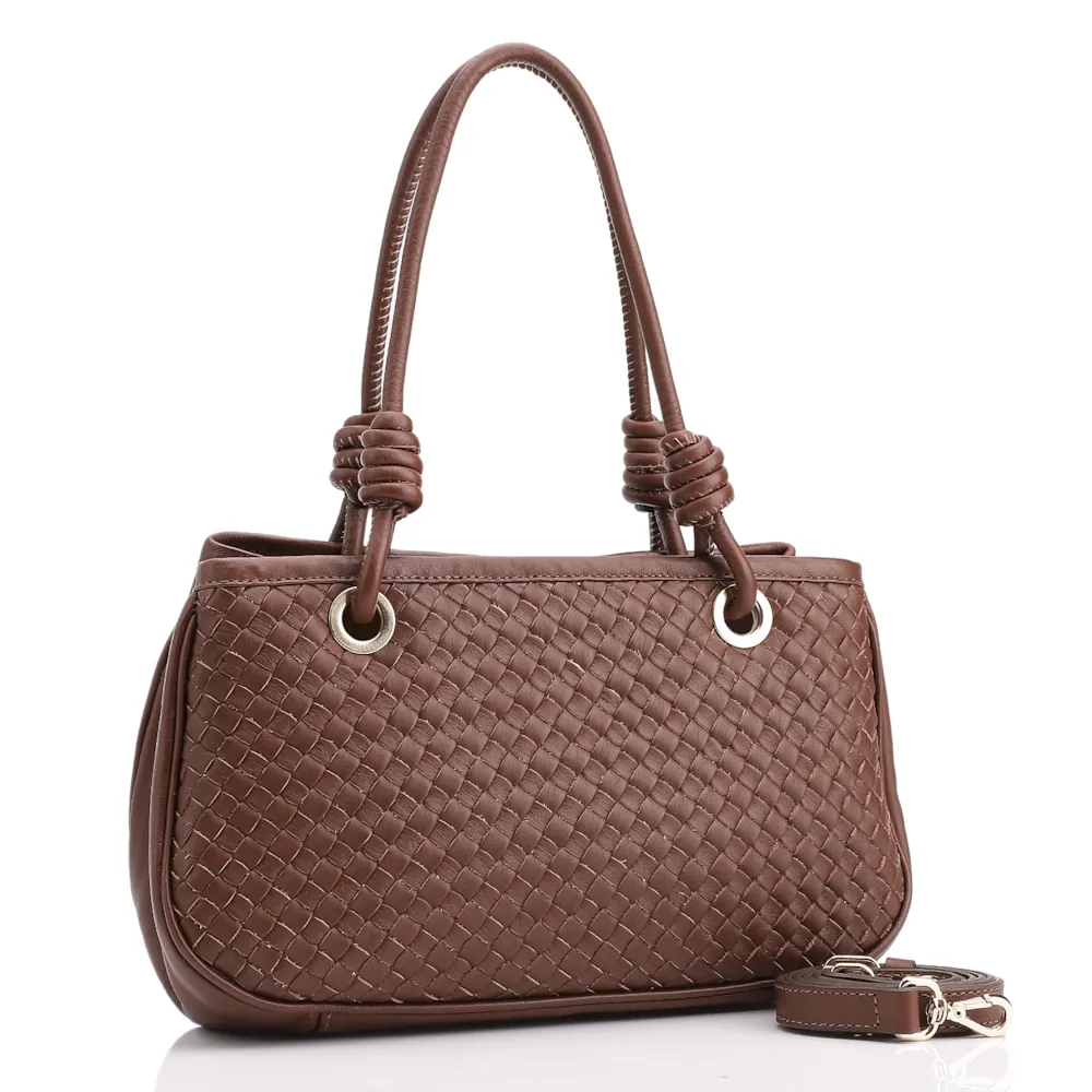 Bolsa Tote Tressê Couro Marrom - imagem 3