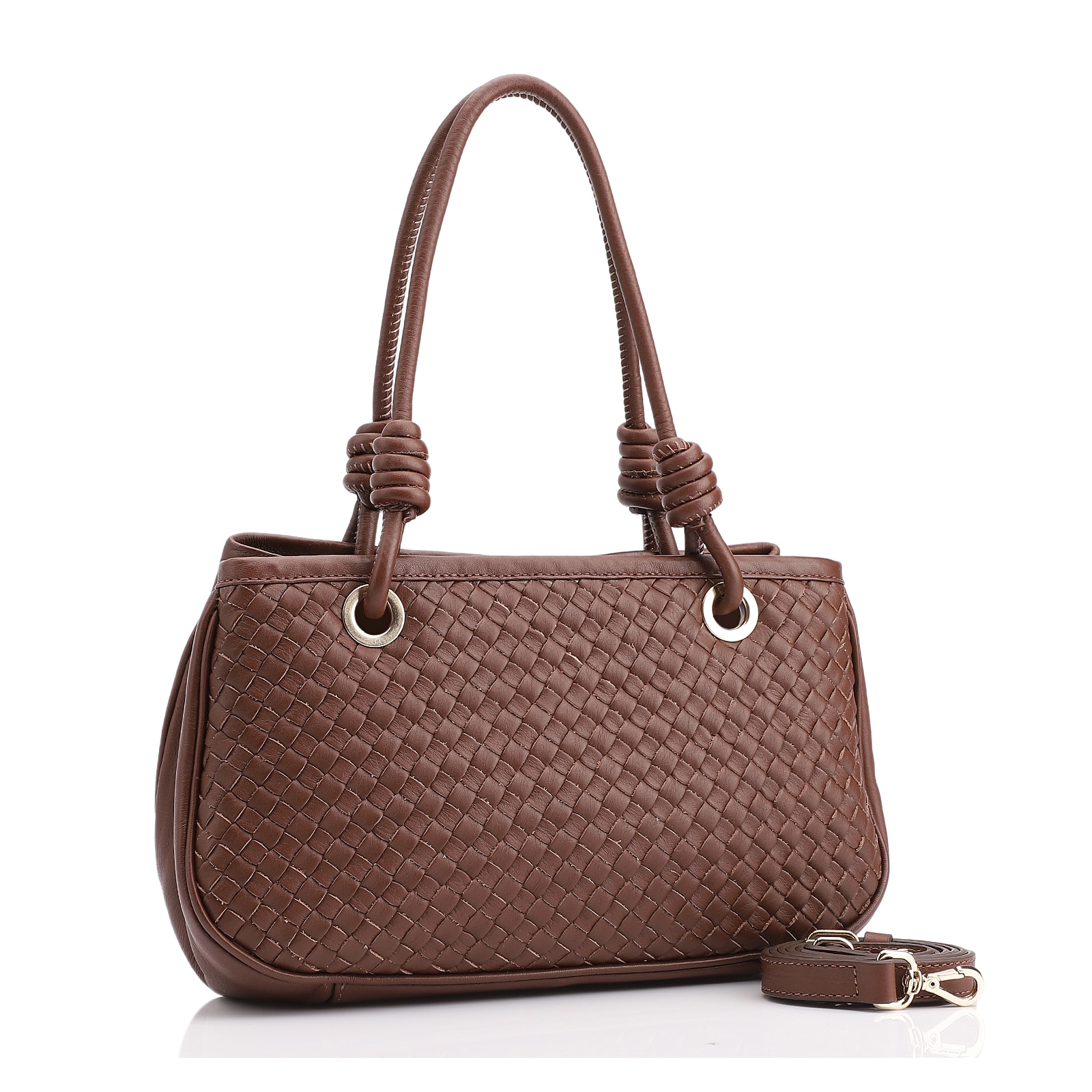 Bolsa Tote Tressê Couro Marrom