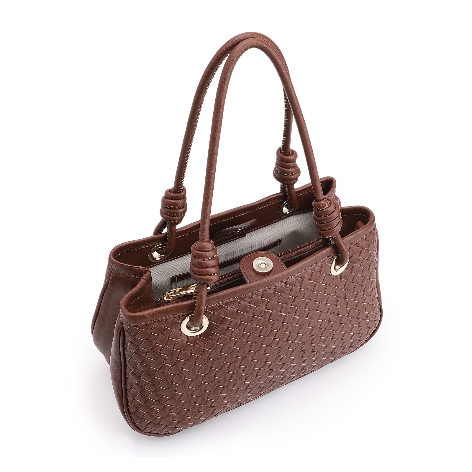 Bolsa Tote Tressê Couro Marrom
