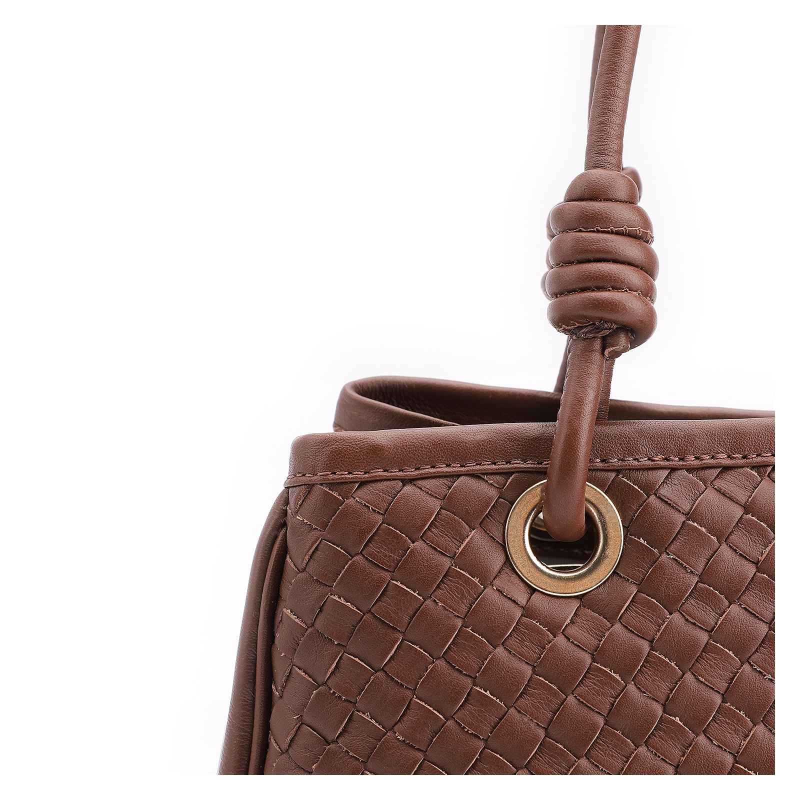 Bolsa Tote Tressê Couro Marrom
