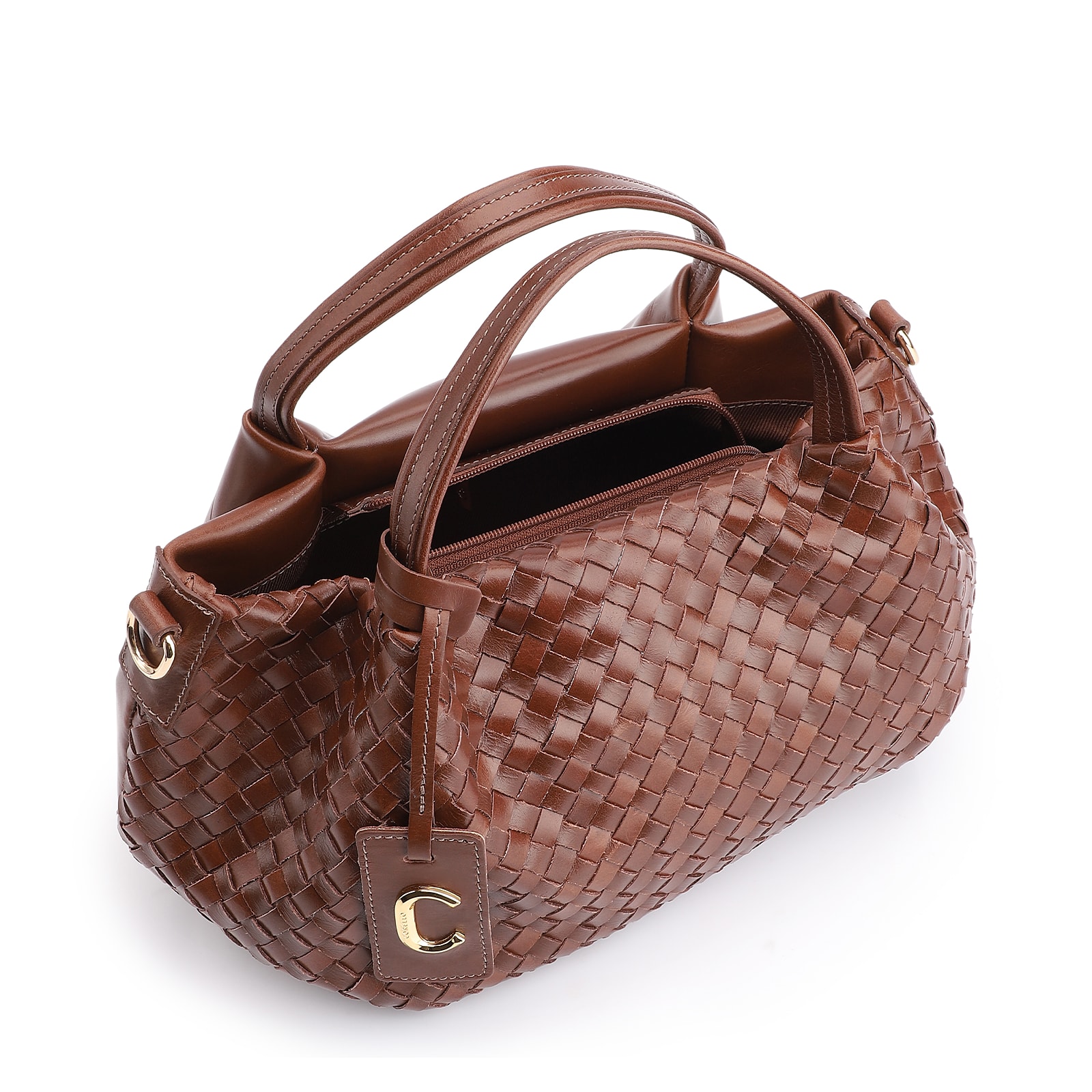 Bolsa Tote Tressê Couro Marrom