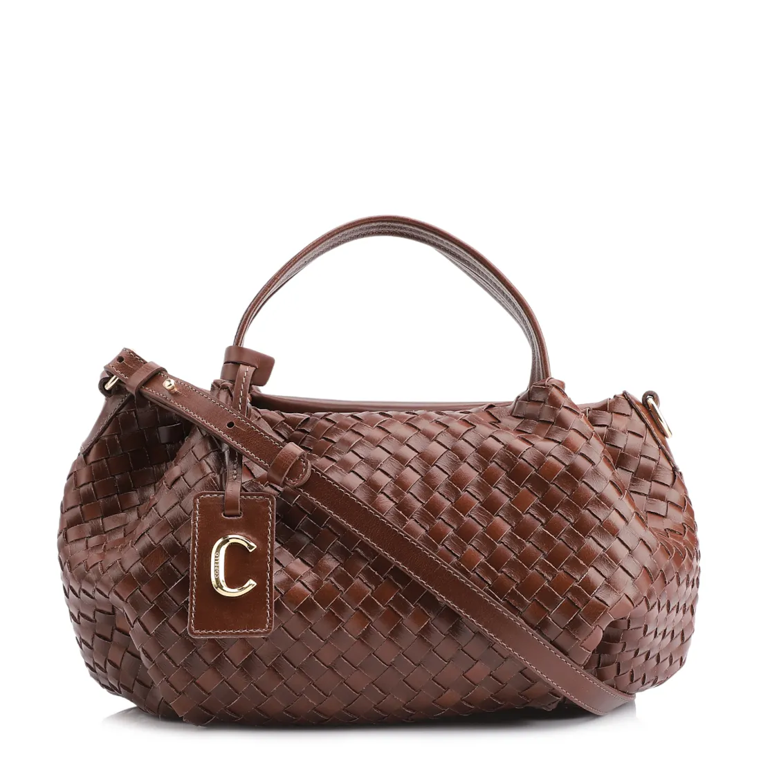 Bolsa Tote Tressê Couro Marrom