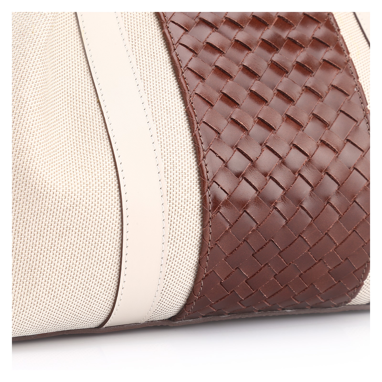 Bolsa Tote Tressê Couro Marrom/Alt Off White