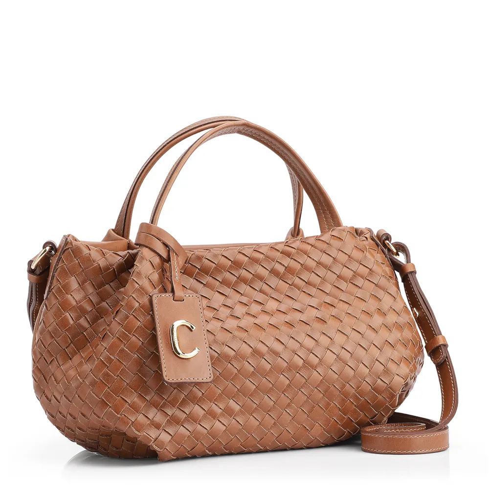 Bolsa Tote Tressê Couro Marrom Claro - imagem 3