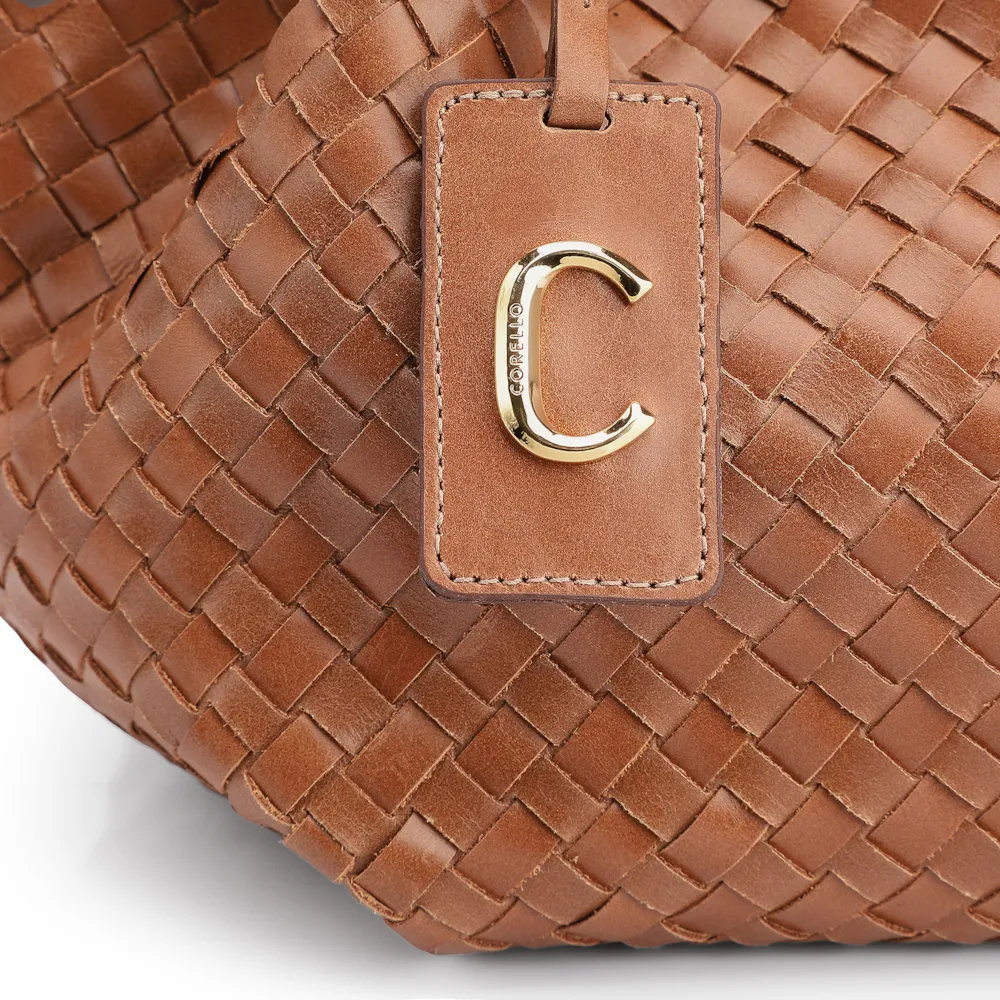 Bolsa Tote Tressê Couro Marrom Claro - imagem 6