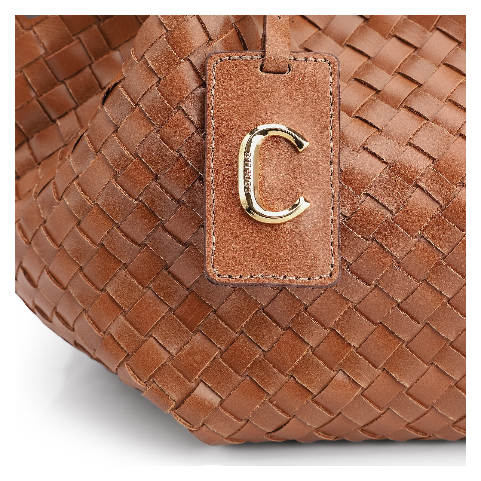 Bolsa Tote Tressê Couro Marrom Claro