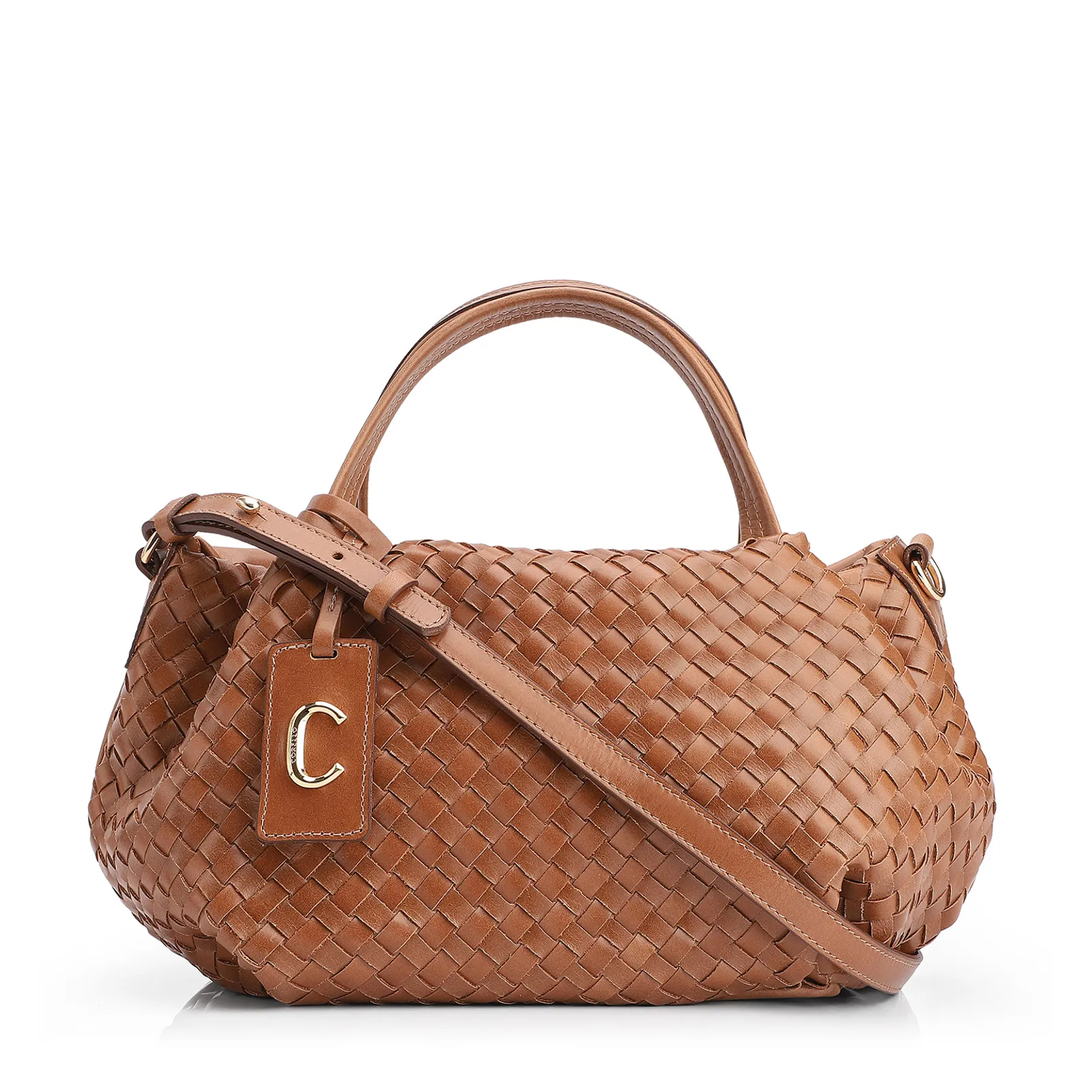 Bolsa Tote Tressê Couro Marrom Claro