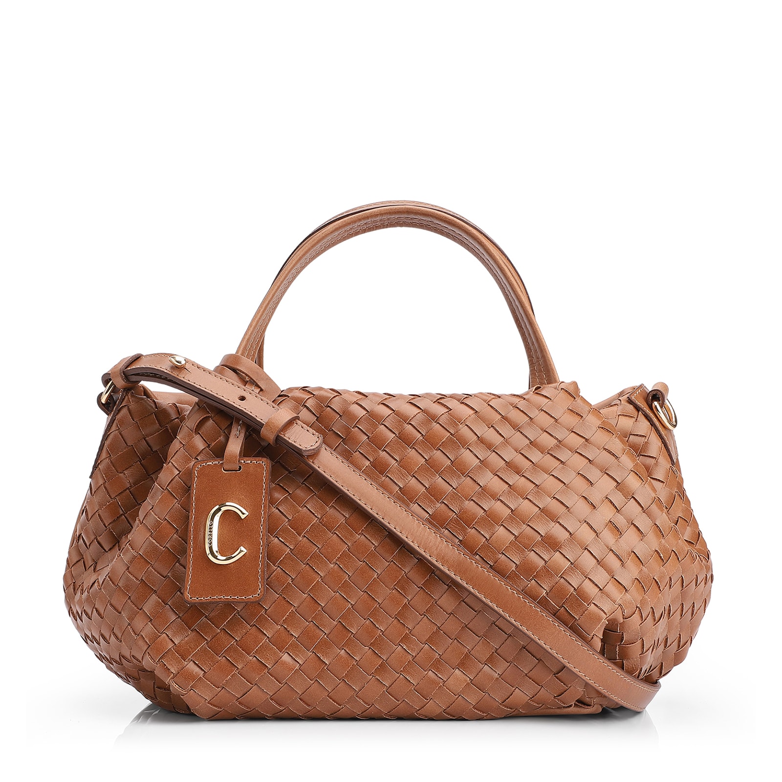 Bolsa Tote Tressê Couro Marrom Claro