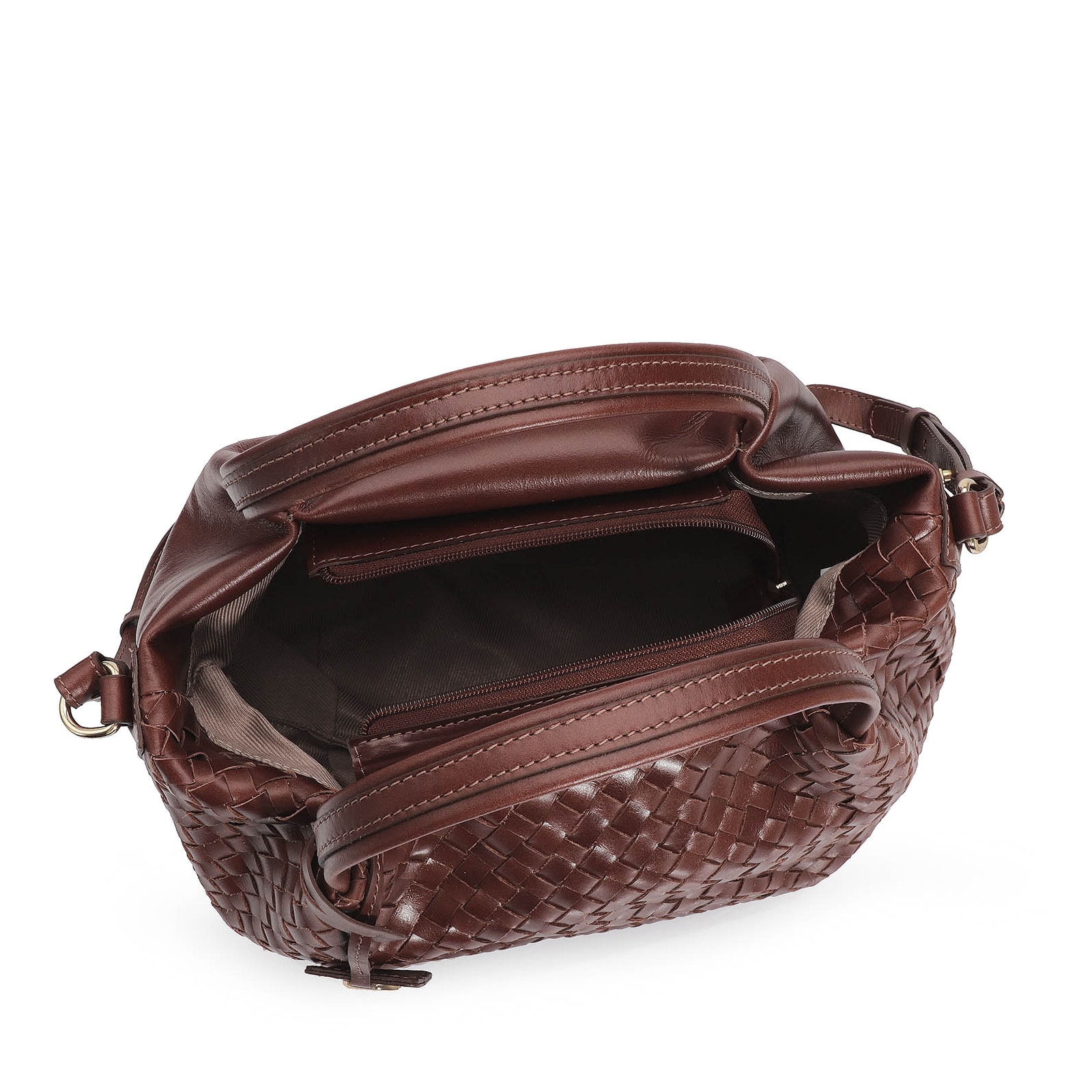 Bolsa Tote Tressê Couro Marrom Escuro