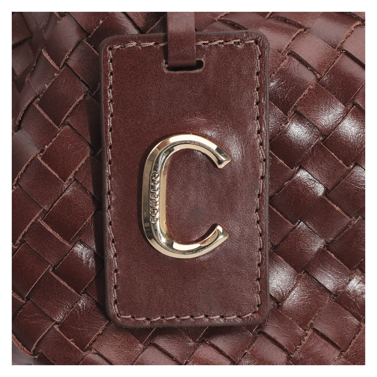 Bolsa Tote Tressê Couro Marrom Escuro