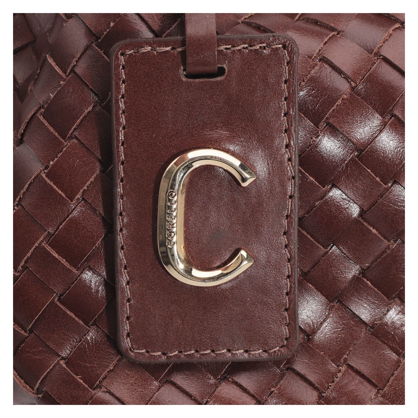 Bolsa Tote Tressê Couro Marrom Escuro