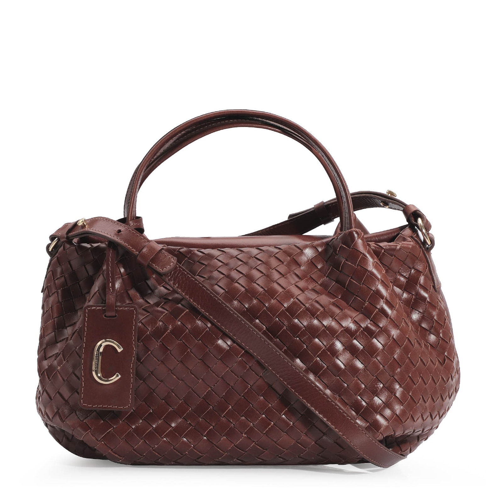 Bolsa Tote Tressê Couro Marrom Escuro