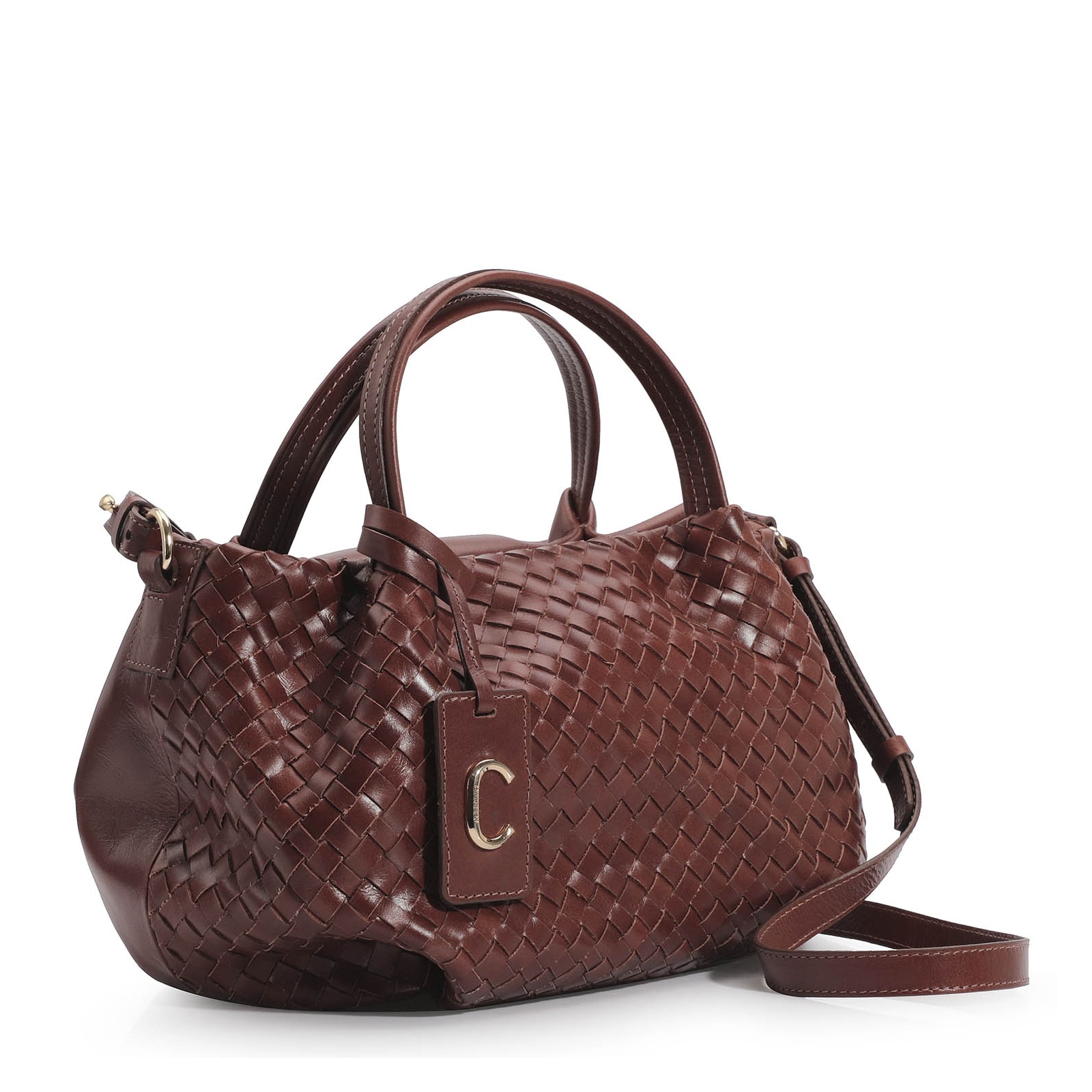 Bolsa Tote Tressê Couro Marrom Escuro